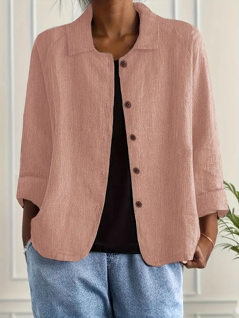 Women's Casual Button Front Relaxed Fit Shirt | Long Sleeves