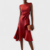 Women's Formal Draped Asymmetric Dress | Midi