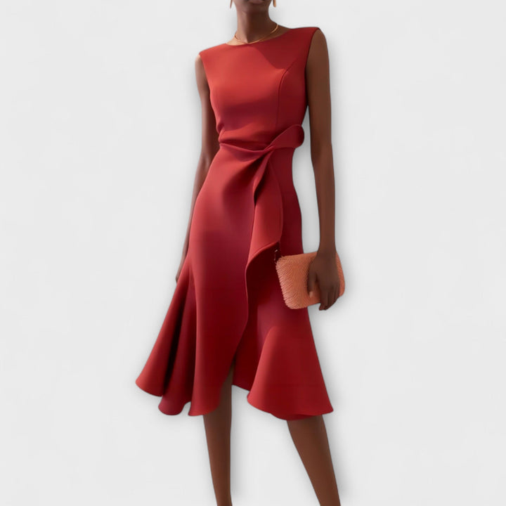 Women's Formal Draped Asymmetric Dress | Midi