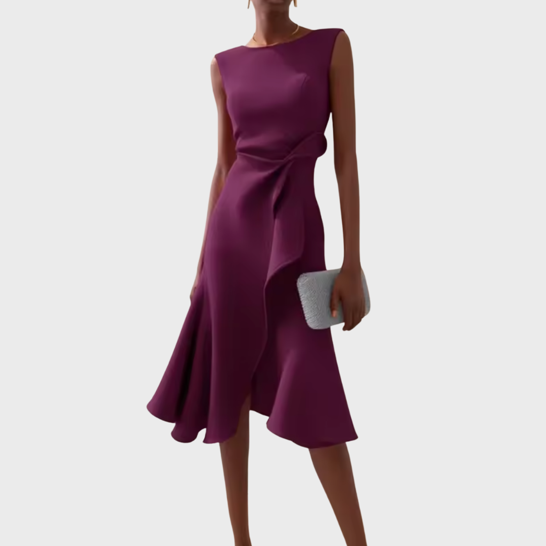 Women's Formal Draped Asymmetric Dress | Midi