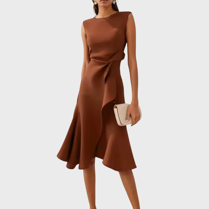 Women's Formal Draped Asymmetric Dress | Midi