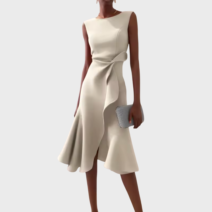 Women's Formal Draped Asymmetric Dress | Midi