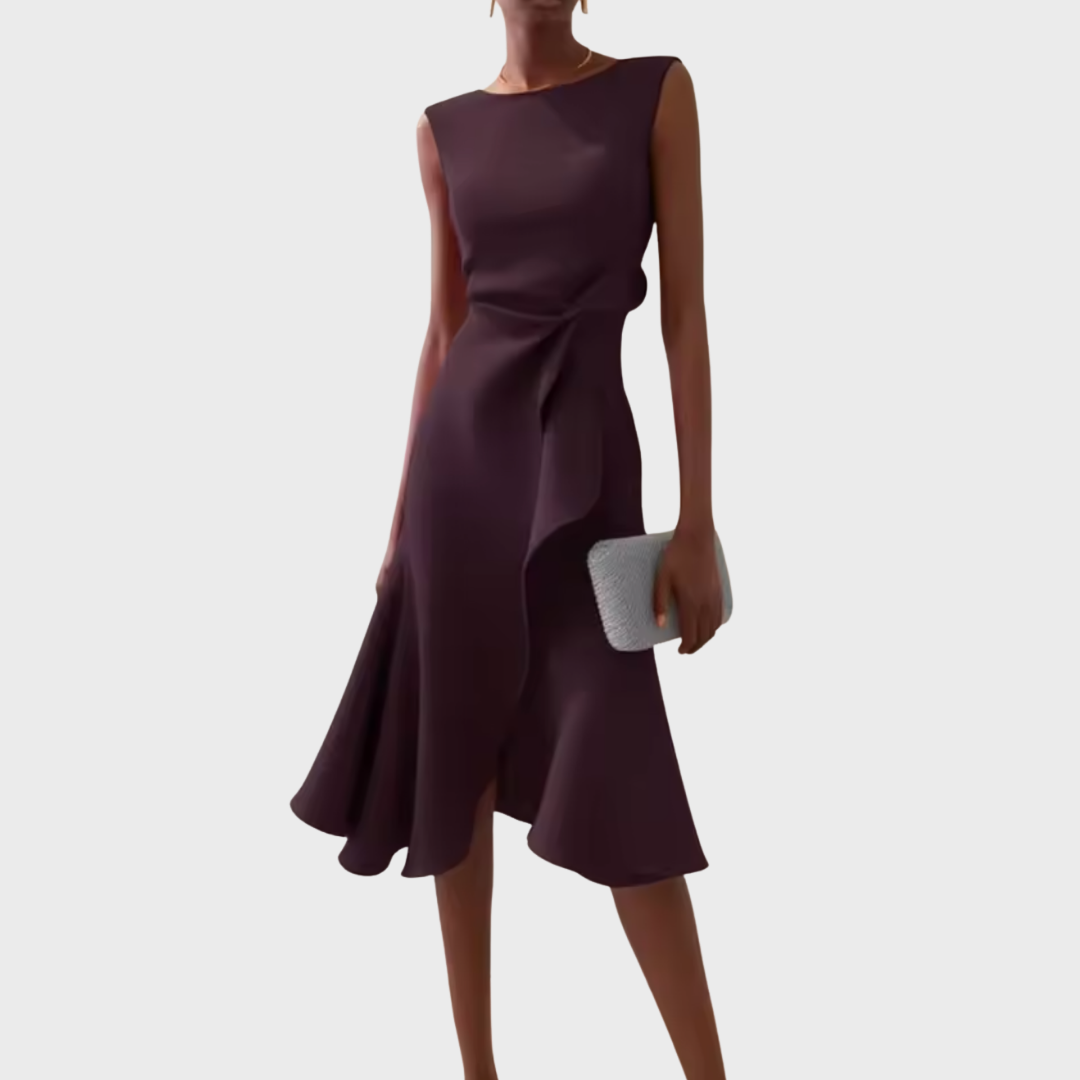 Women's Formal Draped Asymmetric Dress | Midi