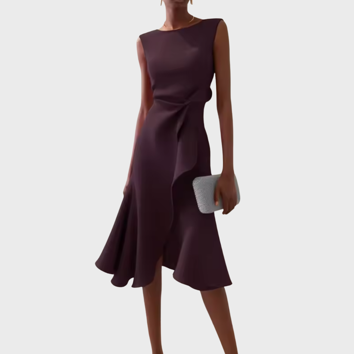 Women's Formal Draped Asymmetric Dress | Midi