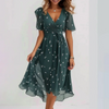 Women's Elegant Summer Plunging V-Neck Dress | Midi
