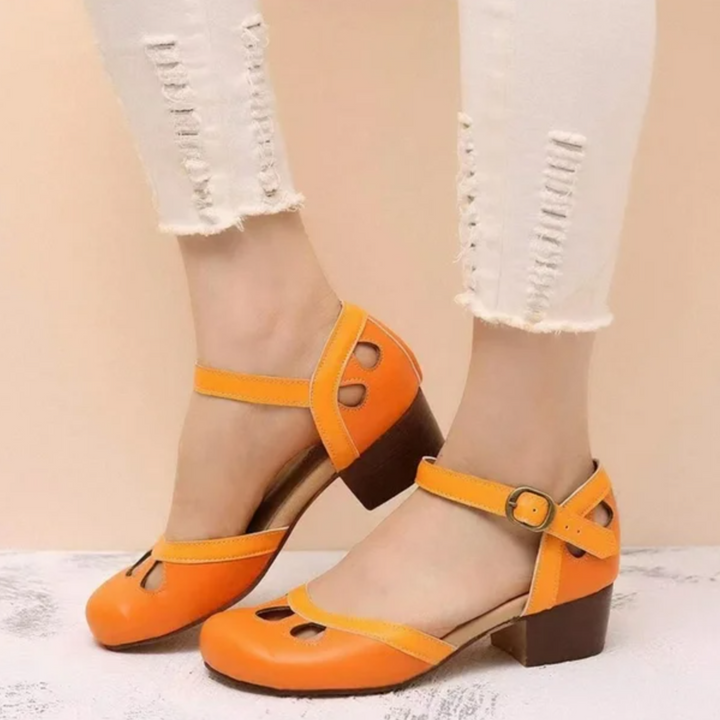 Women's Casual Low Block Heel Buckle Strap Sandals | Orthopedic
