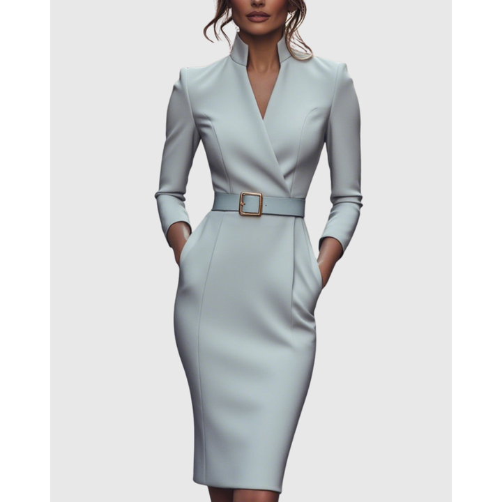 Women's V-Neck Work Dress | Midi