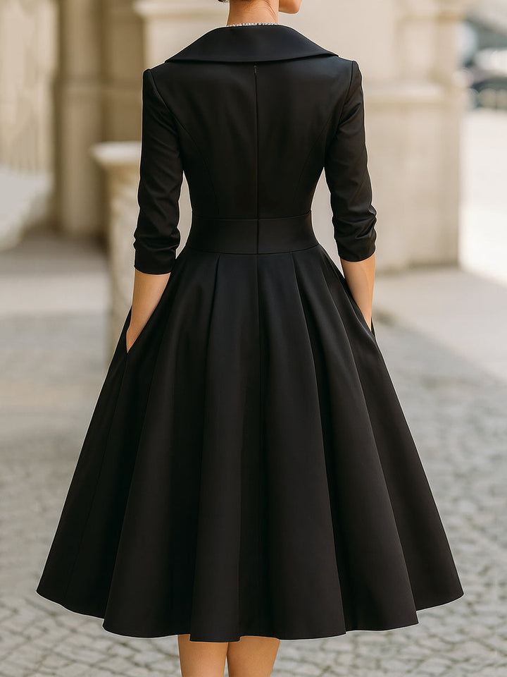 Women's Elegant Flared Wrap Formal Evening Dress | Midi