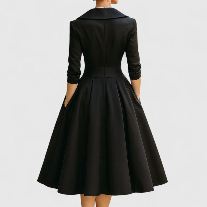 Women's Elegant Flared Wrap Evening Dress | Midi