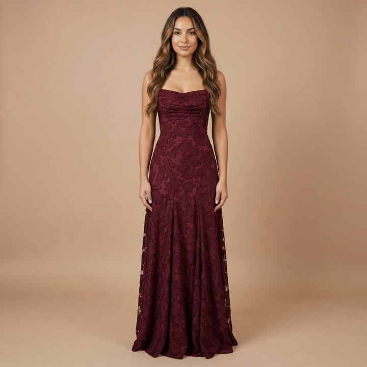 Women's Wedding Guest Spaghetti Strap Floral Dress |  Maxi
