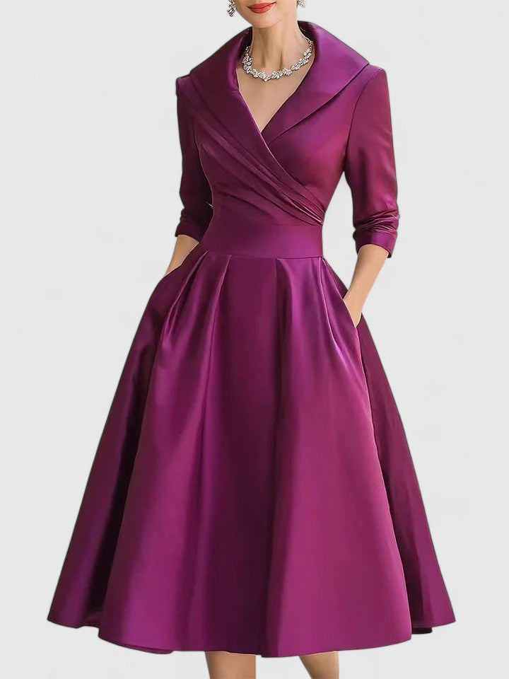 Women's Elegant Formal A Line Wrap Dress | Midi