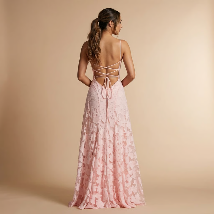 Women's Wedding Guest Spaghetti Strap Floral Dress |  Maxi