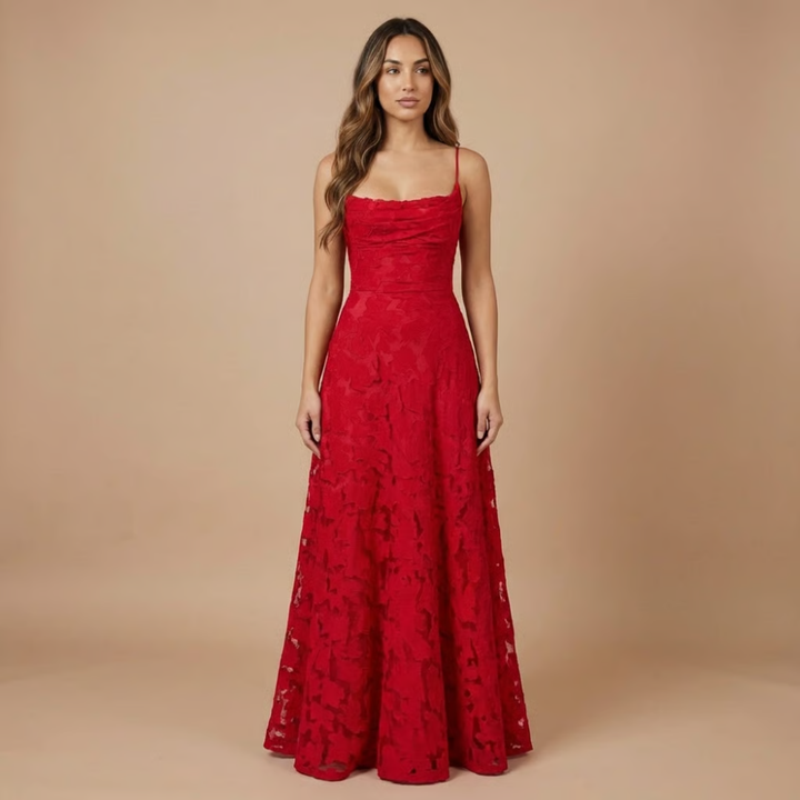 Women's Wedding Guest Spaghetti Strap Floral Dress |  Maxi