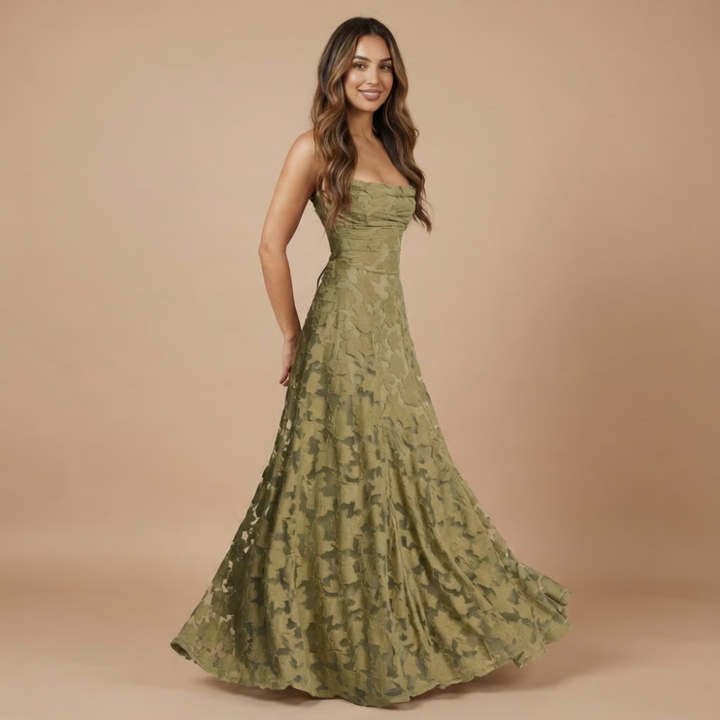Women's Wedding Guest Spaghetti Strap Floral Dress |  Maxi