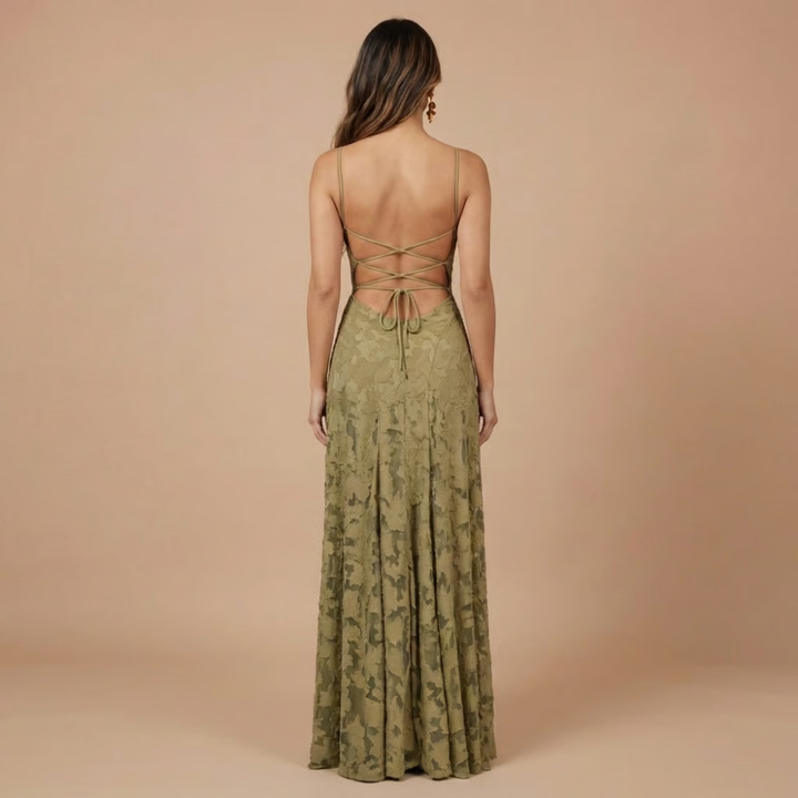 Women's Wedding Guest Spaghetti Strap Floral Dress |  Maxi