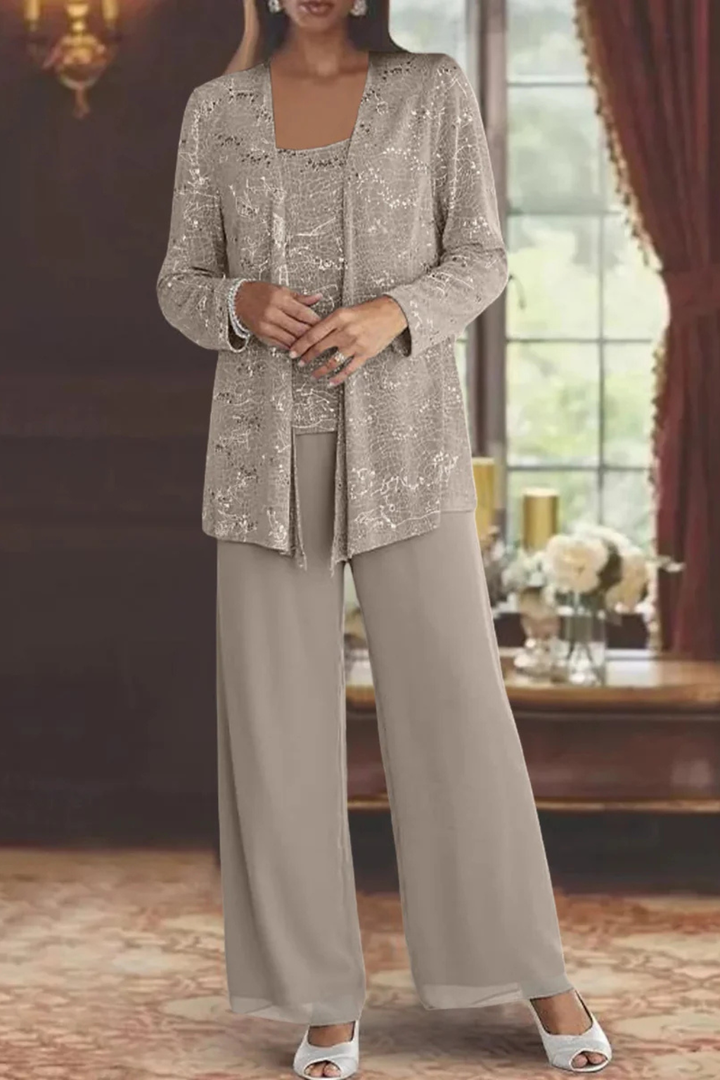 Women's Party Jacket and Top and Wide Leg Trouser | Three Piece