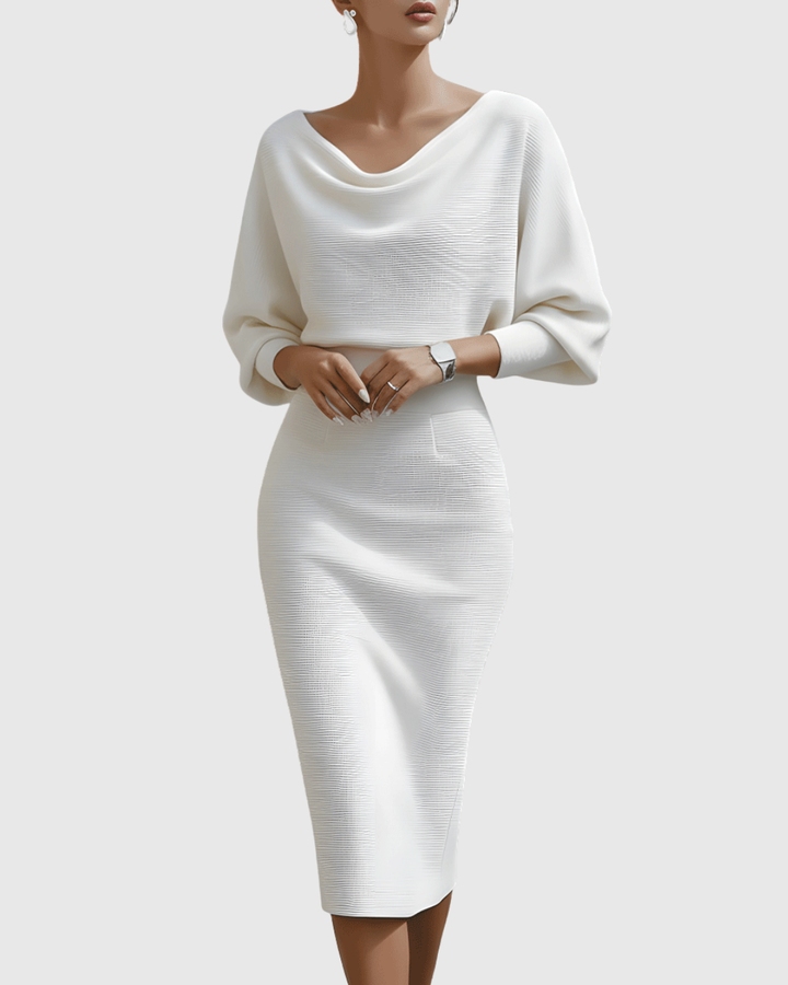 Women's Elegant Draped Batwing Formal Dress | Midi