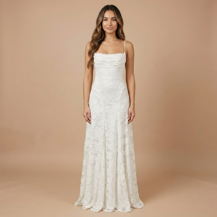 Women's Wedding Guest Spaghetti Strap Floral Dress |  Maxi