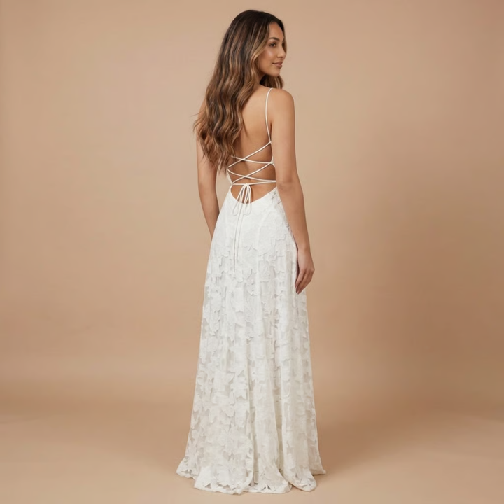 Women's Wedding Guest Spaghetti Strap Floral Dress |  Maxi