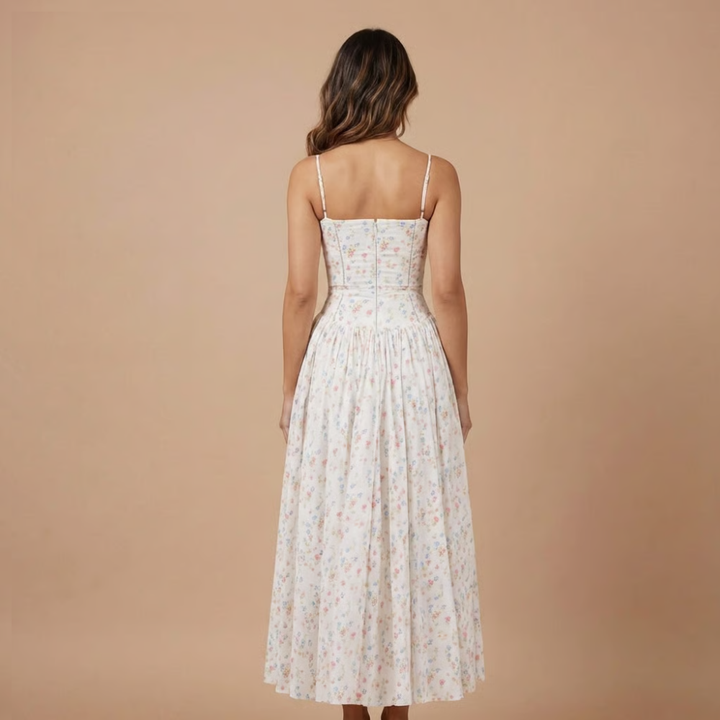 Women's Wedding Guest Floral Straight Neck Dress | Midi