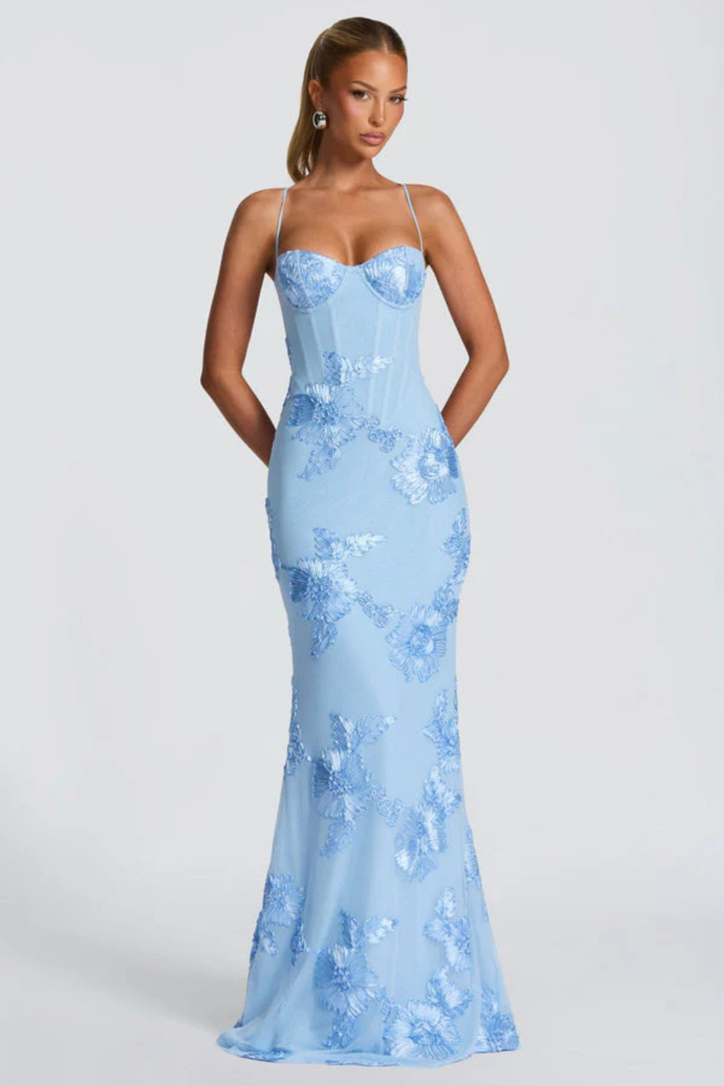 Women's Floral Corset Cami Strap Wedding Guest Dress | Maxi