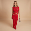 Women's Evening Sleeveless Top and Maxi Skirt Set | Two Piece