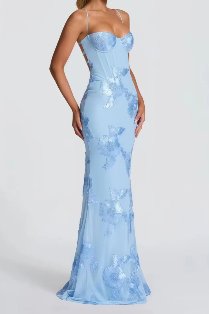 Women's Floral Corset Cami Strap Wedding Guest Dress | Maxi
