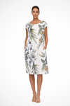 Women's Casual Relaxed Fit Summer Dress with Botanical Print | Midi