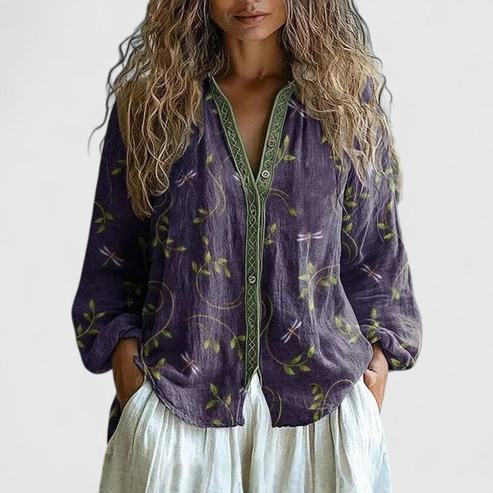 Women's Floral Summer Blouse | Long Sleeve