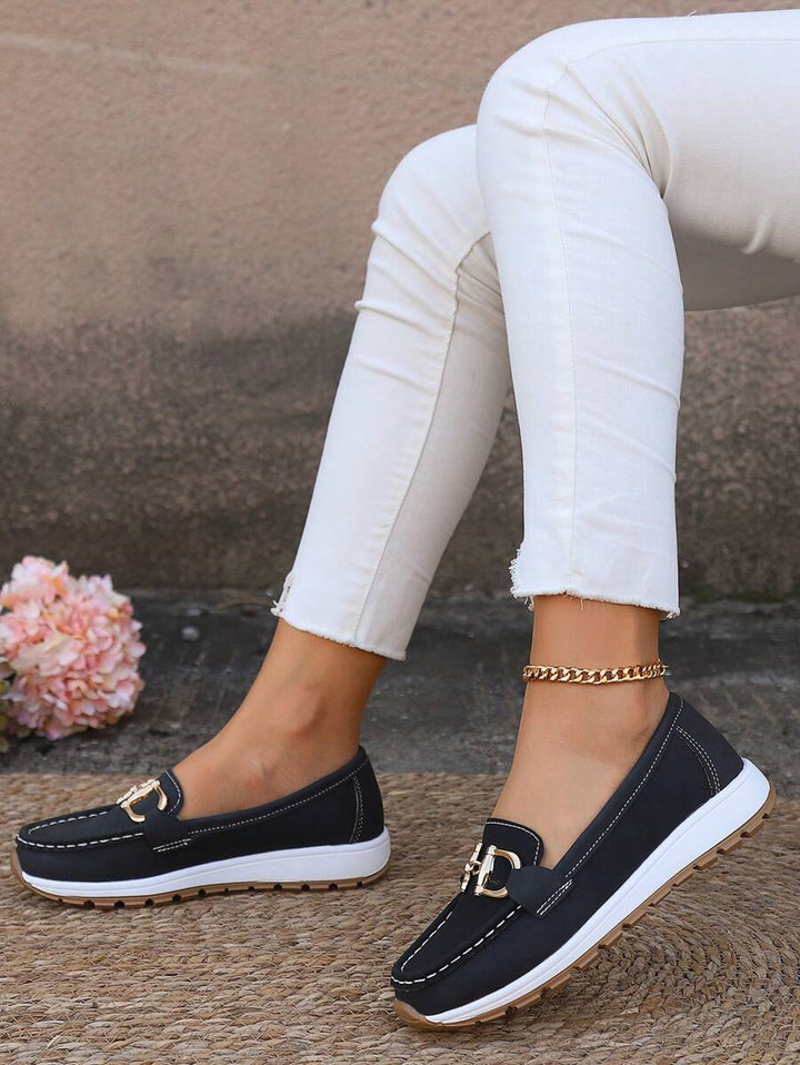 Women's Buckle Detail Orthopedic Work Loafers | Slip On