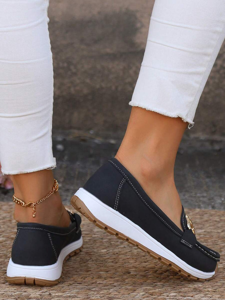 Women's Buckle Detail Orthopedic Work Loafers | Slip On
