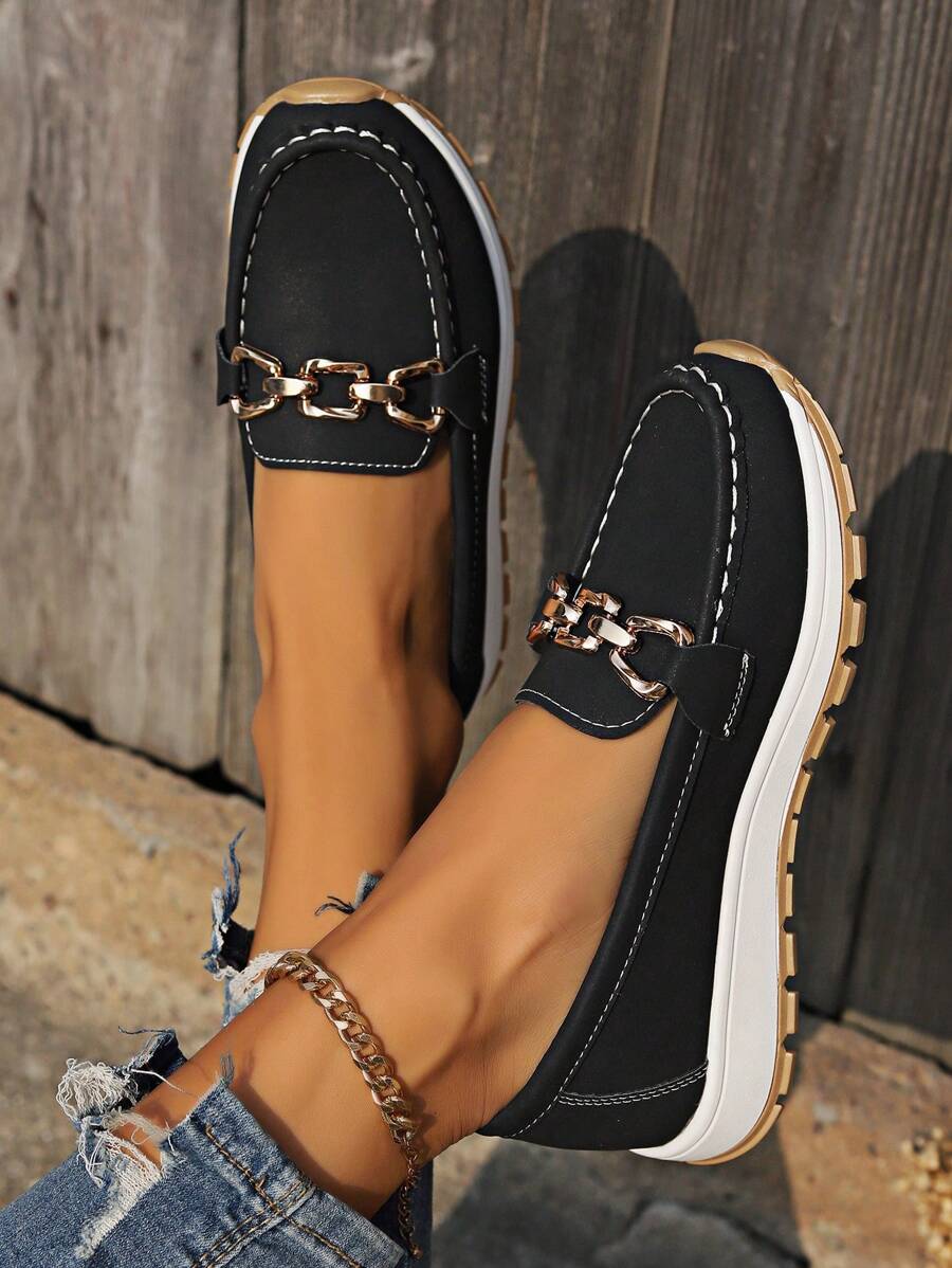 Women's Buckle Detail Orthopedic Work Loafers | Slip On