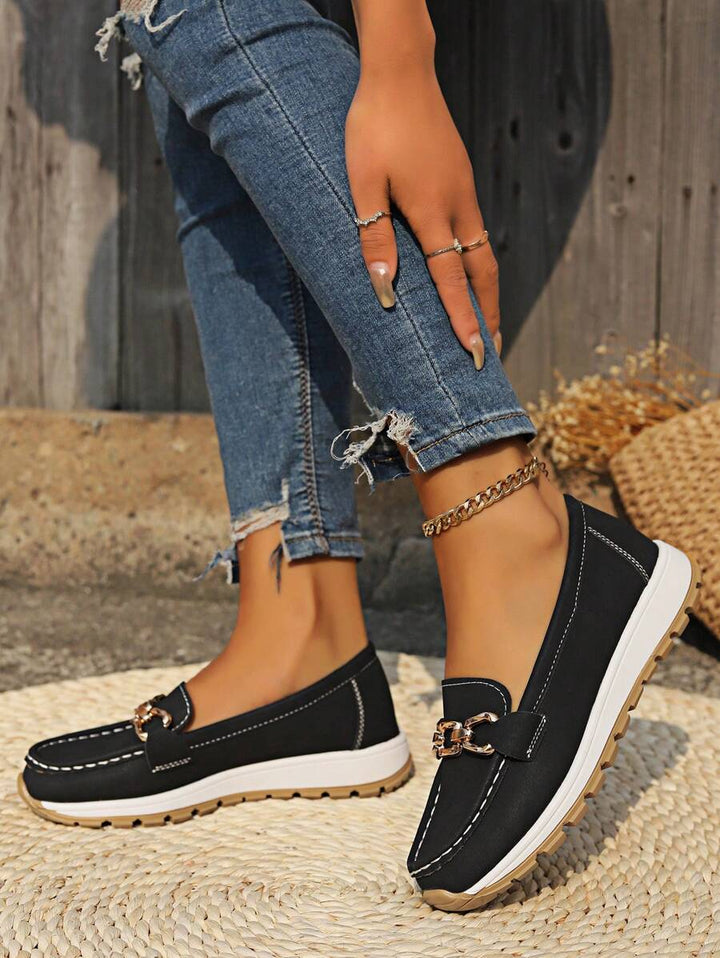 Women's Buckle Detail Orthopedic Work Loafers | Slip On