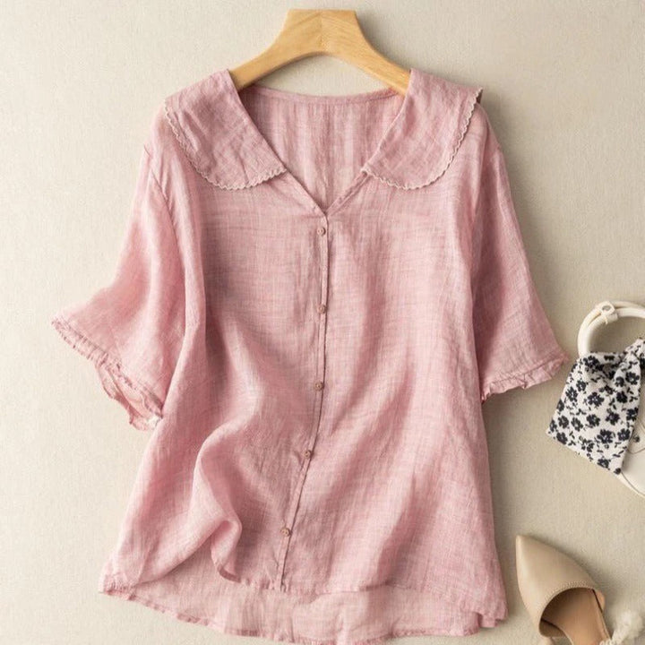 Women's Vintage Blouse with Button Detail | Short Sleeves