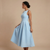 Women's Wedding Guest Sleeveless Boat Neck Dress | Midi