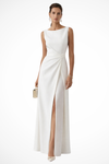 Women's Sleeveless Draped Waist Wedding Guest Dress | Maxi