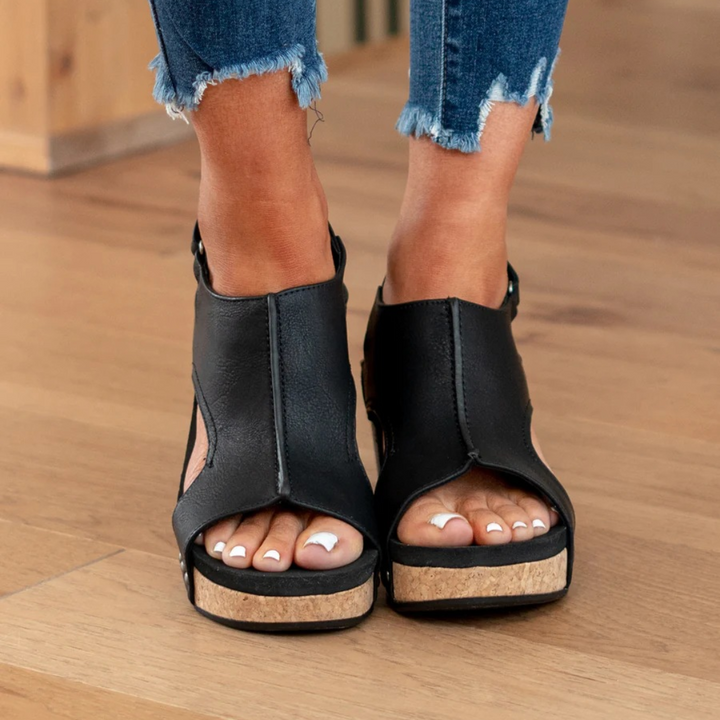 Women's Casual Ankle Strap Hook and Loop Wedge Sandals | Orthopedic
