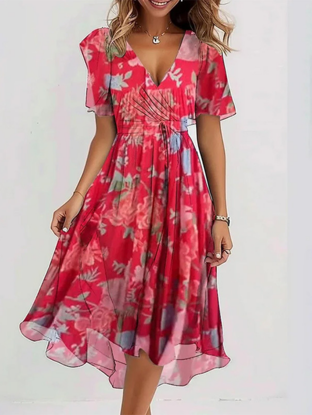 Women's Flowy Printed Summer Dress | Midi