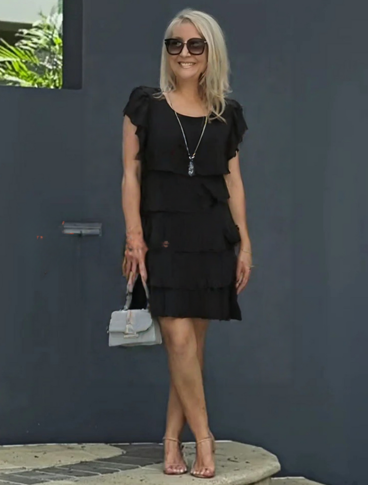 Women’s Elegant Short Sleeve Layered Dress | Midi