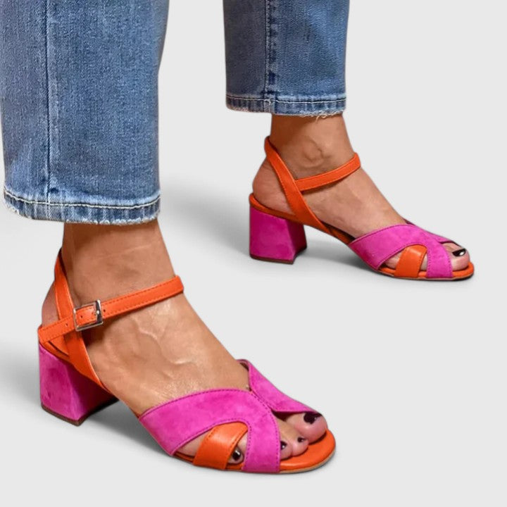 Women's Two Tone Block Heel Sandals | Orthopedic