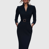 Women's V-Neck Work Dress | Midi