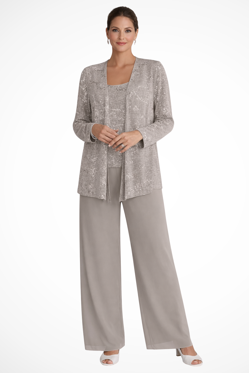 Women's Party Jacket and Top and Wide Leg Trouser | Three Piece