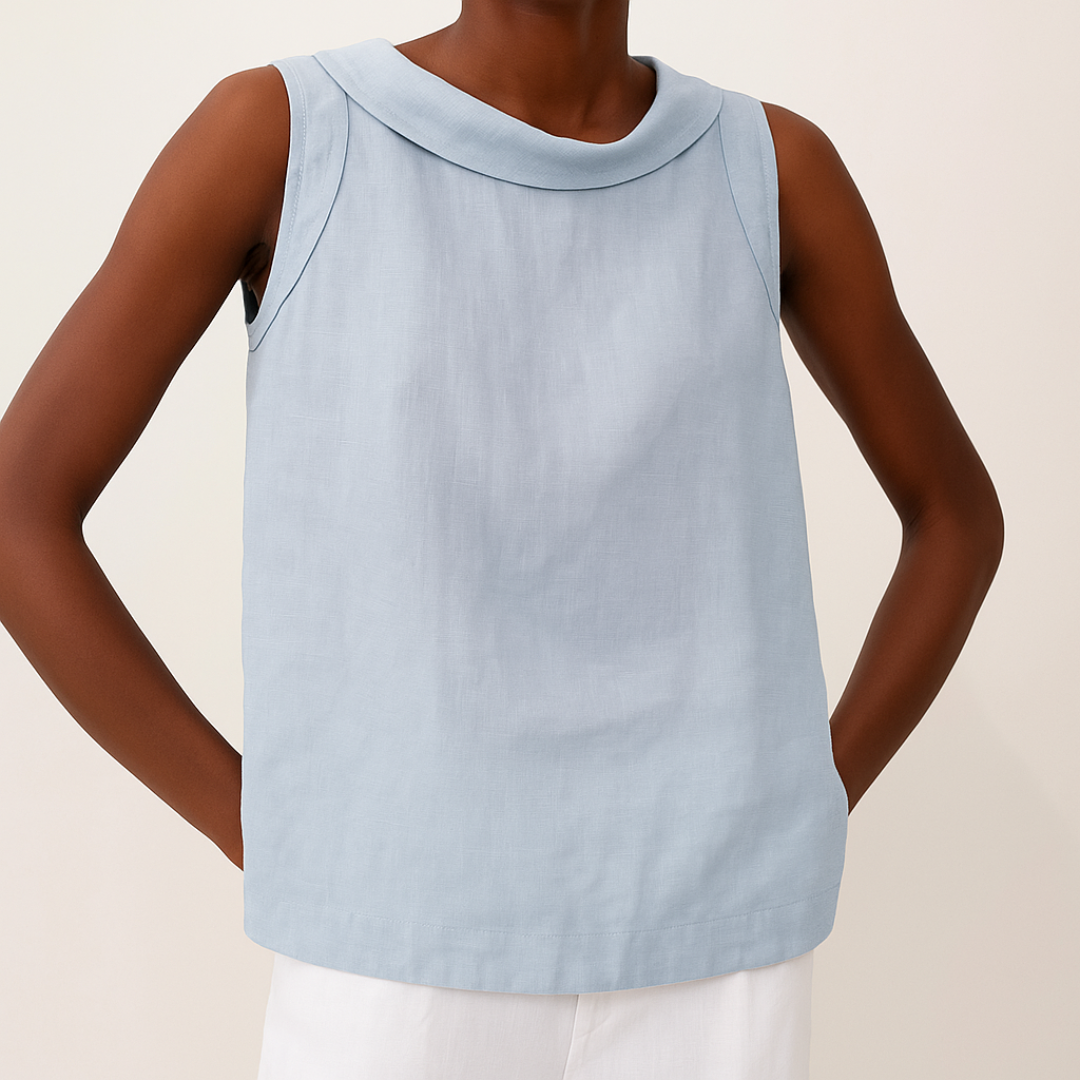 Women's Summer Casual Rolled Collar Top | Sleeveless