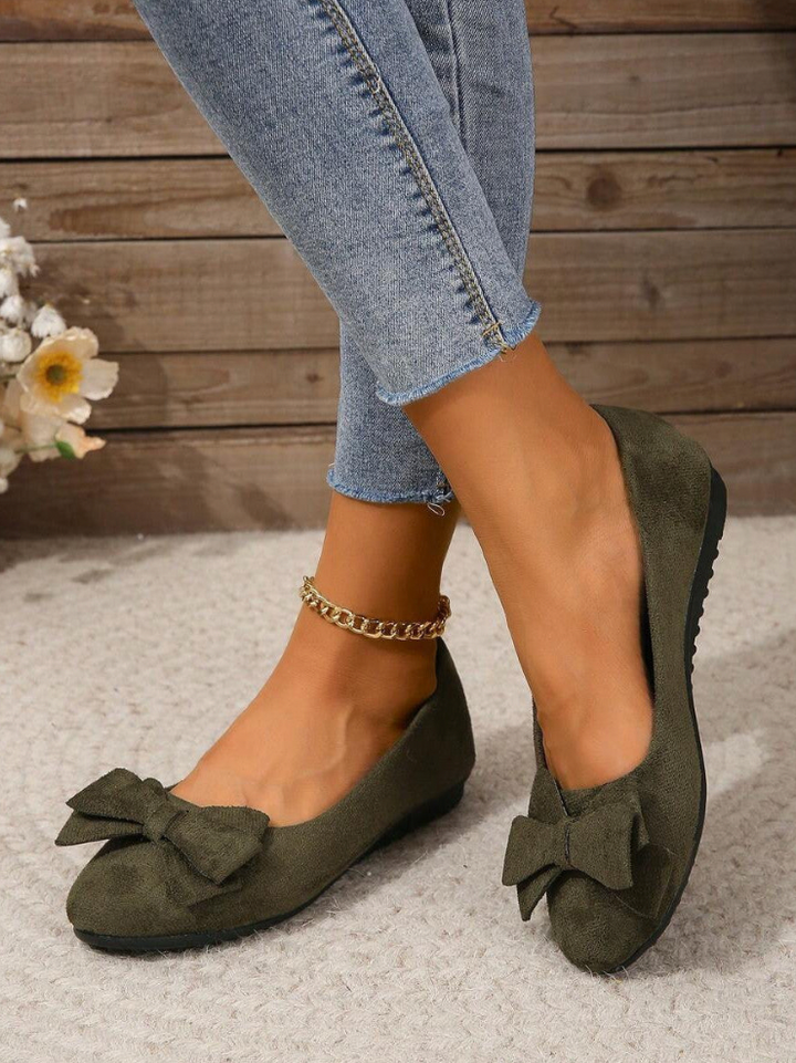 Women's Bow Tie Detail Round Toe Flat Shoes | Orthopedic