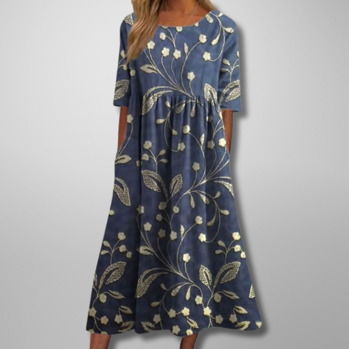 Women's Relaxed Fit Spring Floral Dress | Midi