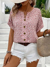 Women's Elegant Summer Floral Print Blouse | Short Sleeves