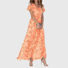 Women's Flutter Sleeve Flowy Floral Dress | Maxi