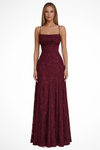 Women's Spaghetti Strap Straight Neckline Floral Formal Dress | Maxi
