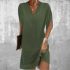 Women's Elegant Loose Fit V-Neck Short Sleeve Dress | Mini