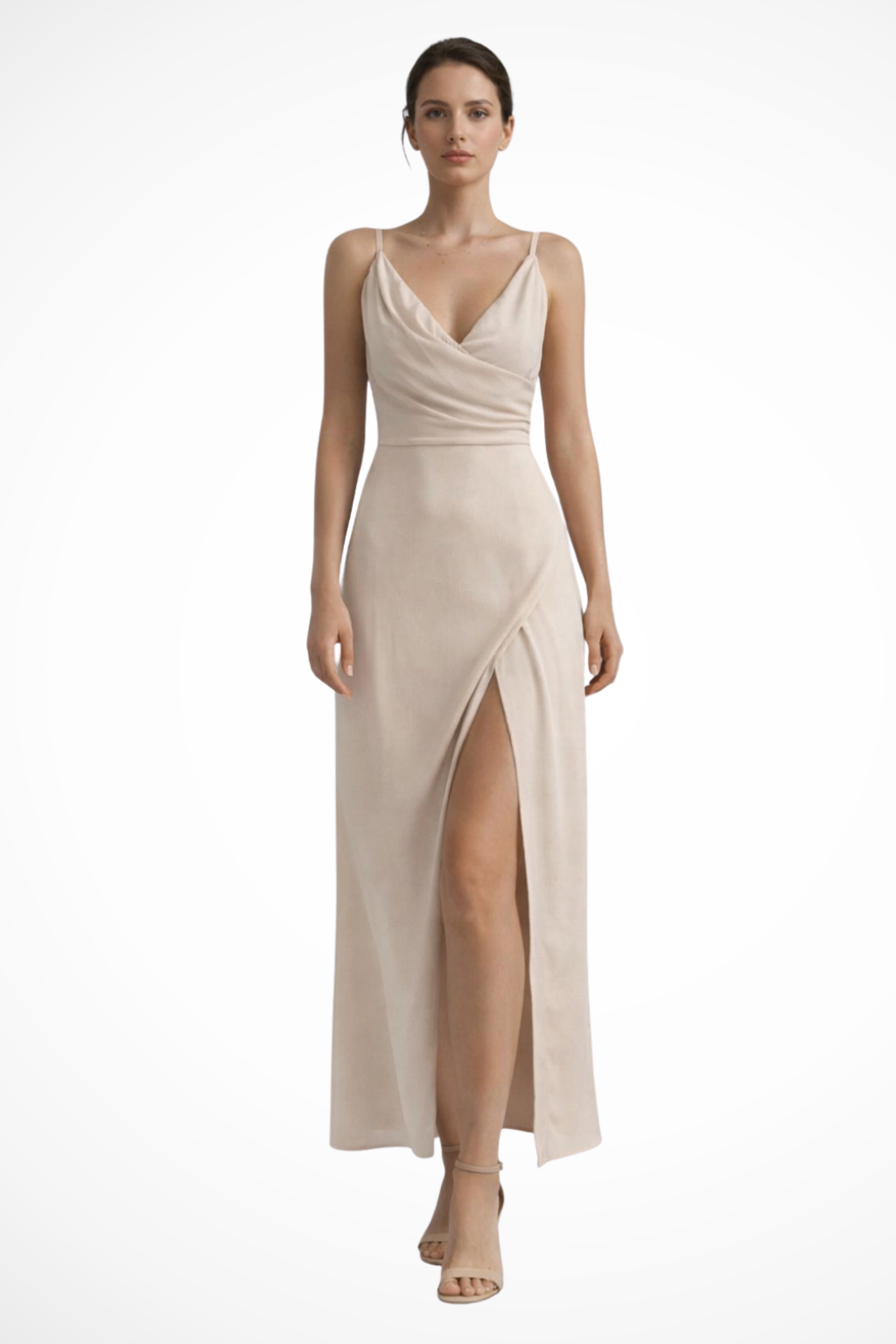 Women’s Wedding Guest Slit Dress with Draped Bodice | Maxi